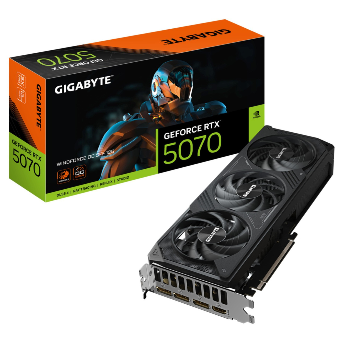 Gigabyte GeForce RTX 5070 Windforce OC - Black, 12GB GDDR7, 2542 MHz Boost, PCIe 5.0 — Buy in Cyprus with Fast Delivery