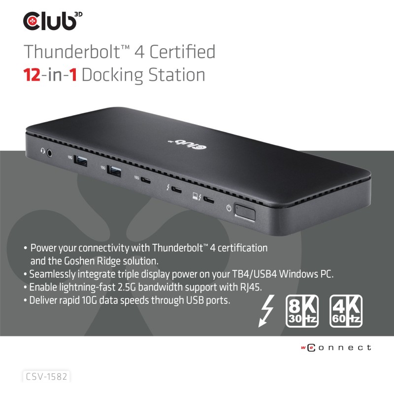 Buy Club3D Thunderbolt4 12-in-1 Docking Station - 3 Displays in Cyprus, Nicosia, Limassol, Larnaka, Pafos