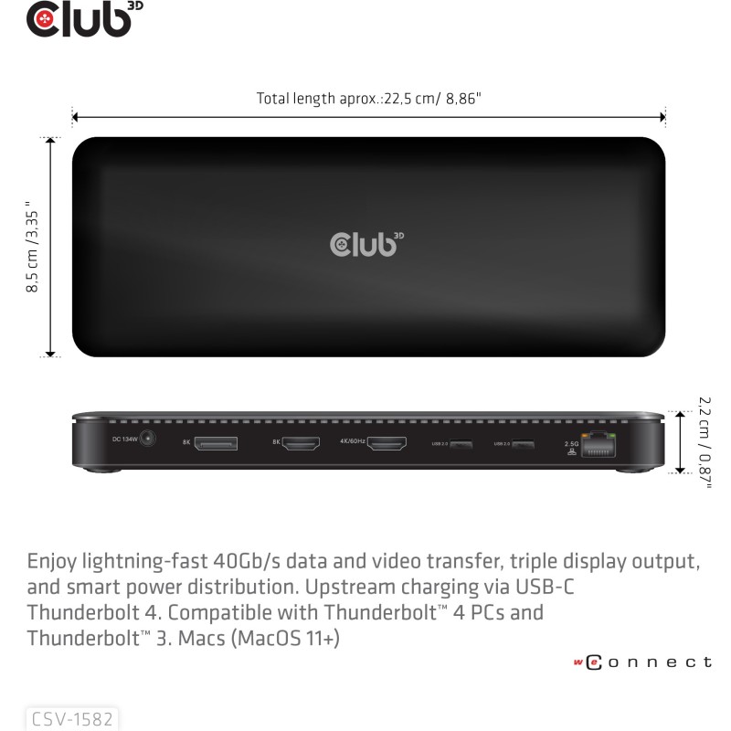 Buy Club3D Thunderbolt4 12-in-1 Docking Station - 3 Displays in Cyprus, Nicosia, Limassol, Larnaka, Pafos