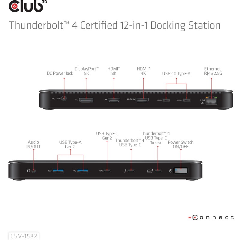 Buy Club3D Thunderbolt4 12-in-1 Docking Station - 3 Displays in Cyprus, Nicosia, Limassol, Larnaka, Pafos