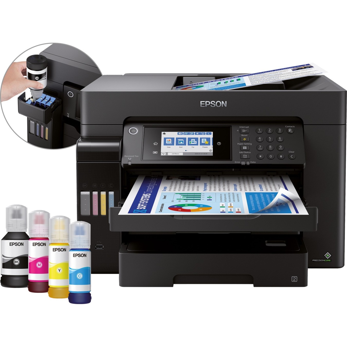 EPSON EcoTank MFP Colour Inkjet - ET-16655 - ITS A3 25ppm Print 550sheets USB LAN Wi-Fi Black