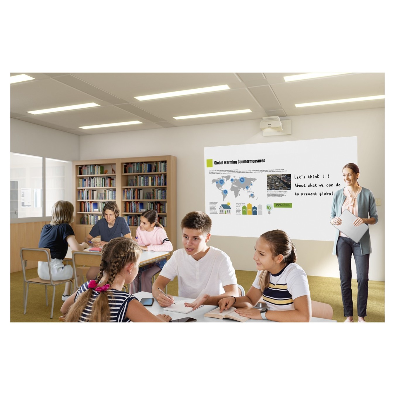 EPSON - EB-770F - (1920x1080) 3-LCD Laser 4100-Lumen 16:9 HDMI VGA composite video USB Wi-Fi Speaker Full HD White
