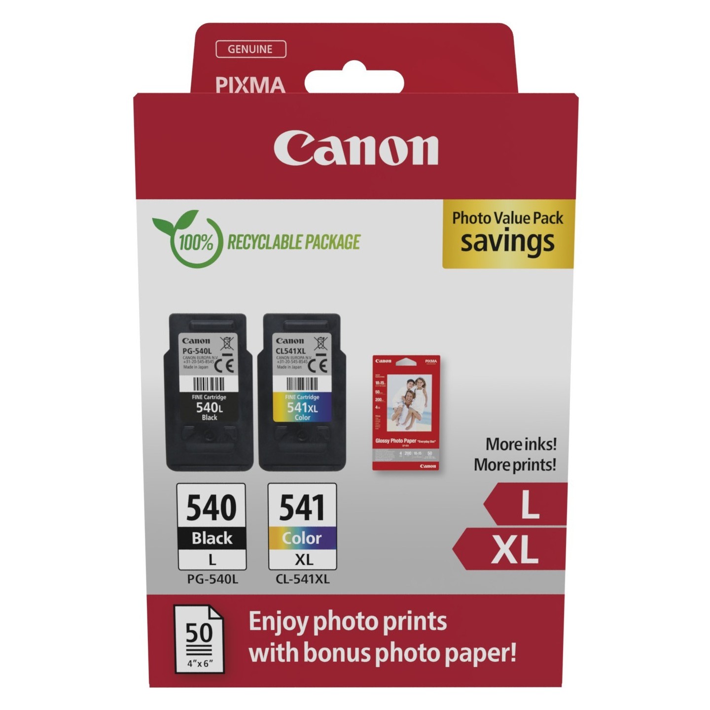 Canon Ink - 5224B012 - PG-540L CL-541XL 2-pack (Black) incl. Photo Paper — Buy in Cyprus with Fast Delivery