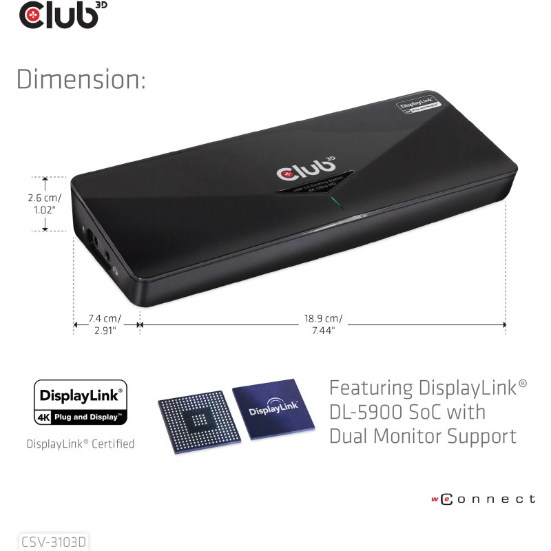 Buy Club3D 4K Dockingstation USB3 - to 3xUSB3 HDMI DP DVI Black in Cyprus, Nicosia, Limassol, Larnaka, Pafos