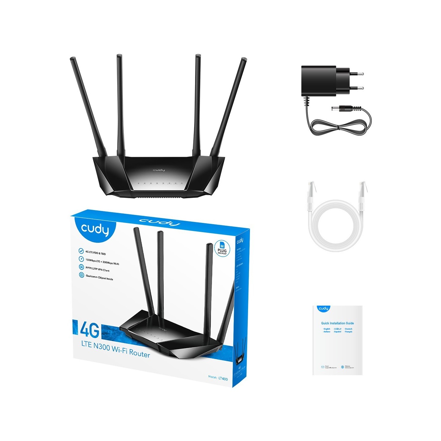 Cudy Router - N300 - Wi-Fi 4G LTE Cat4 Router — Buy in Cyprus with Fast Delivery