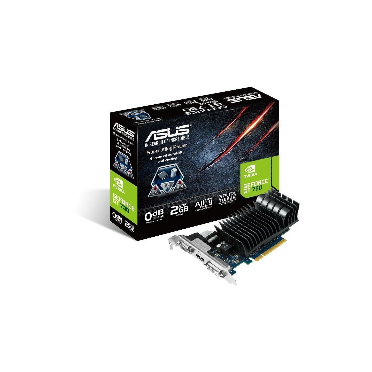 ASUS GeForce GT 730 2GB GDDR5 - Passive Cooling, 902 MHz, HDMI & DVI-D (Boxed) — Buy in Cyprus with Fast Delivery