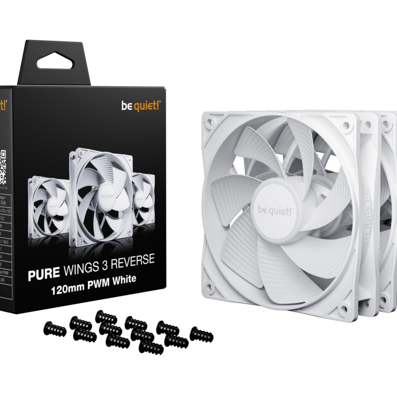 Be Quiet Pure Wings 3 PWM 120mm Reverse White PC Case Fan - BL136 - 3-pack — Buy in Cyprus with Fast Delivery
