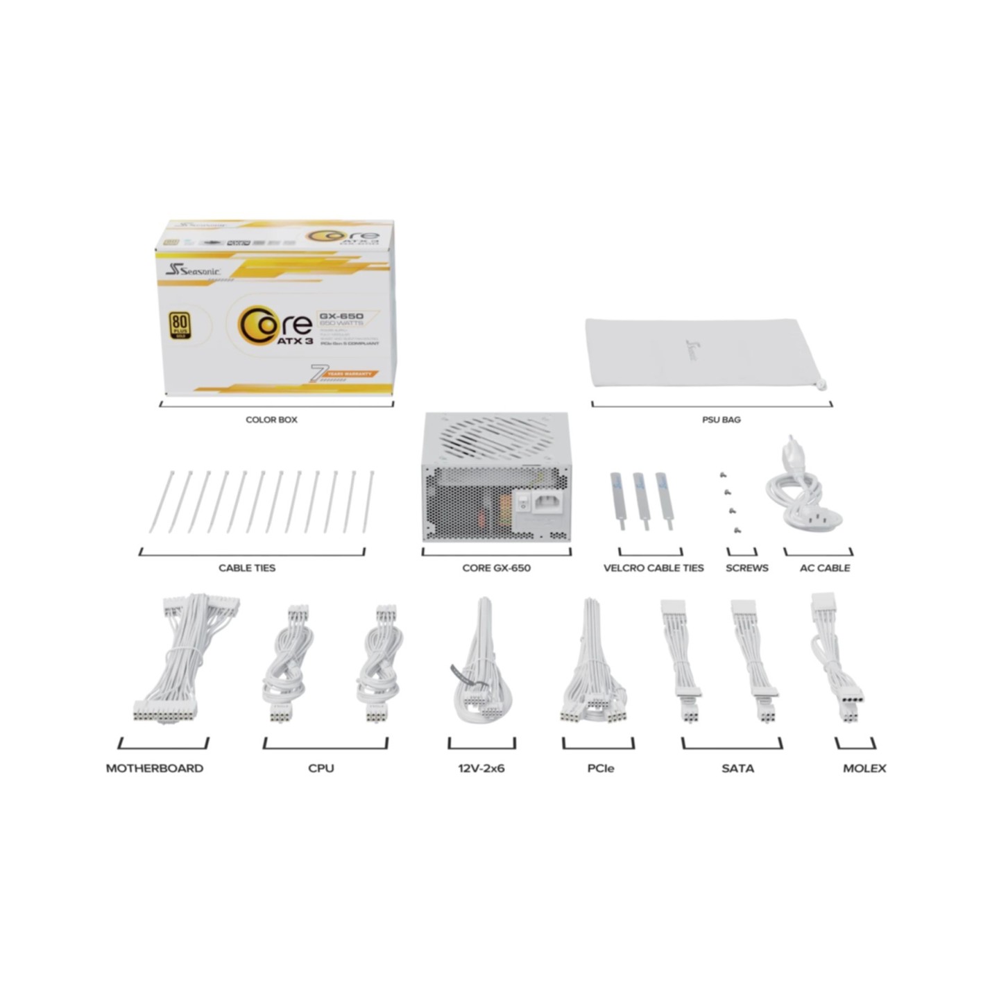 Seasonic Power Supply - Core-GX-650 - 650W Gold modular White (Boxed) — Buy in Cyprus with Fast Delivery