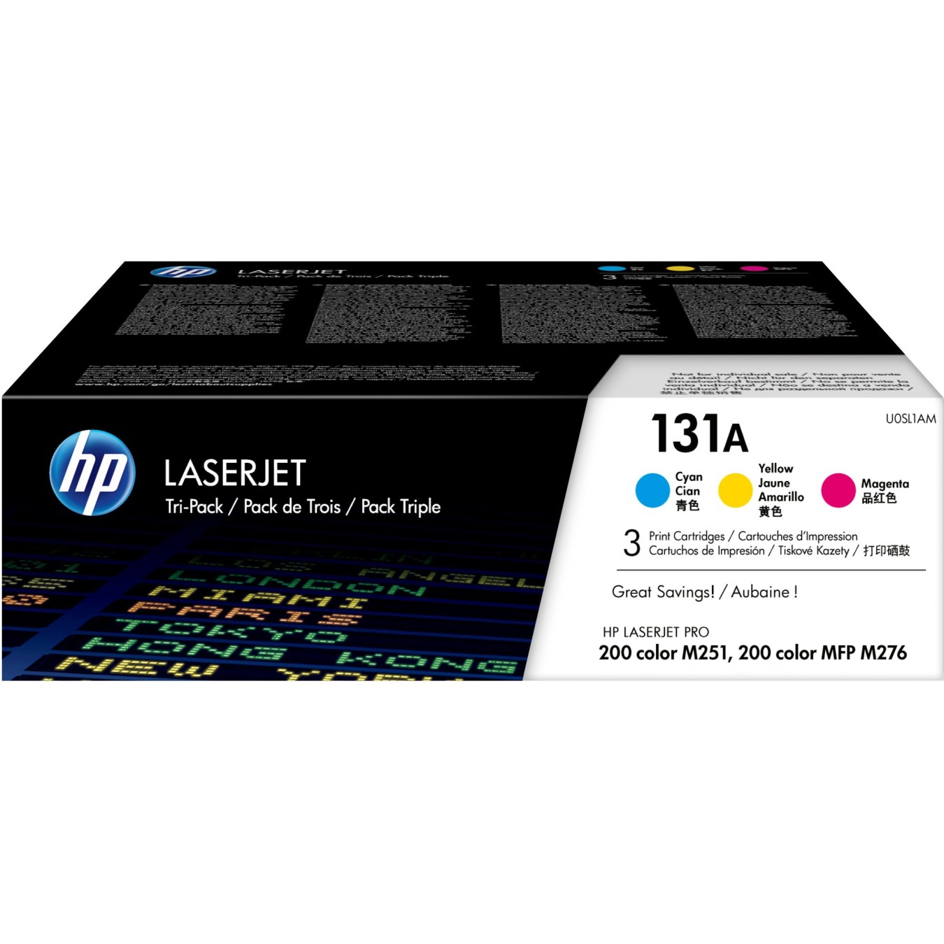 HP 131A Original Toner Cartridge - U0SL1AM - Cyan Magenta Yellow, Standard Capacity, 3 x 1.800 pages, 3-pack