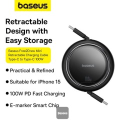 Buy Baseus Cable USB-C to USB-C Pathfinder Retractable Cable - 100W 1m Black in Cyprus, Nicosia, Limassol, Larnaka, Pafos