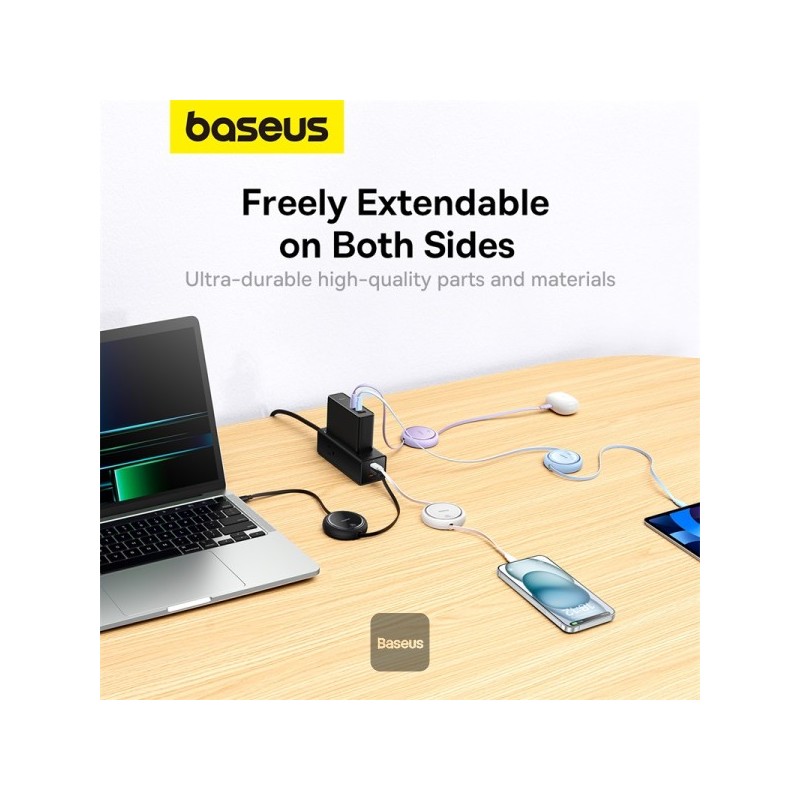 Buy Baseus Cable USB-C to USB-C Pathfinder Retractable Cable - 100W 1m Black in Cyprus, Nicosia, Limassol, Larnaka, Pafos
