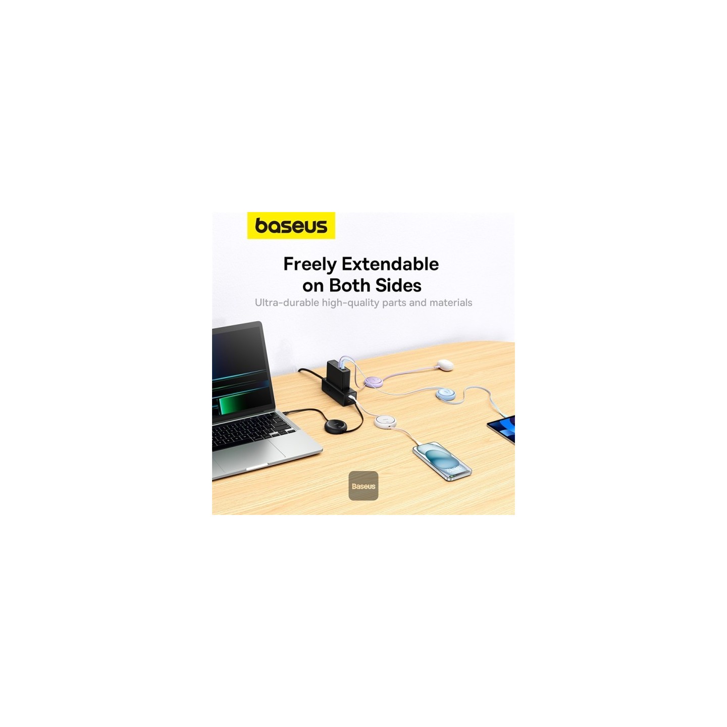 Baseus Free2Draw Mini Retractable USB-C to USB-C Cable 100W 1m Black (Boxed) — Buy in Cyprus with Fast Delivery