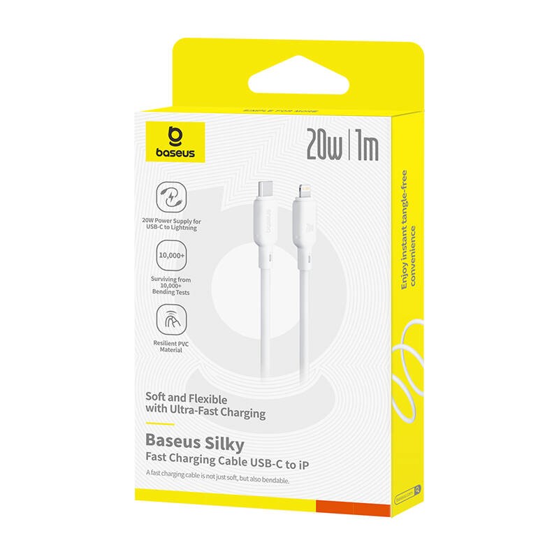 Buy Baseus Cable Silky Series - Lightning to USB-C - 2.0m - White in Cyprus, Nicosia, Limassol, Larnaka, Pafos