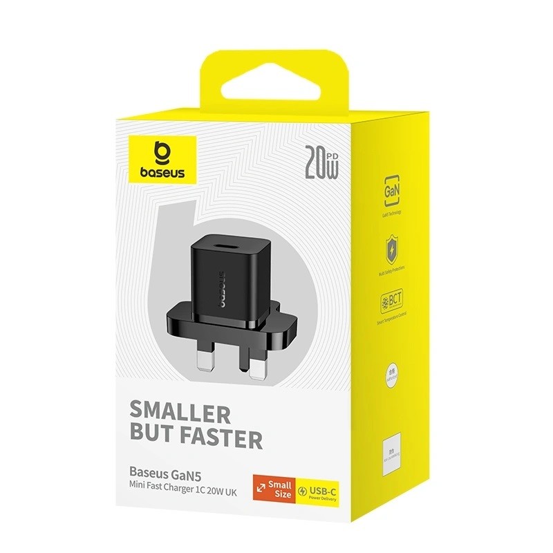 Buy Baseus Charger Wall - 20W USB-C UK MINI GaN5 Black in Cyprus, Nicosia, Limassol, Larnaka, Pafos