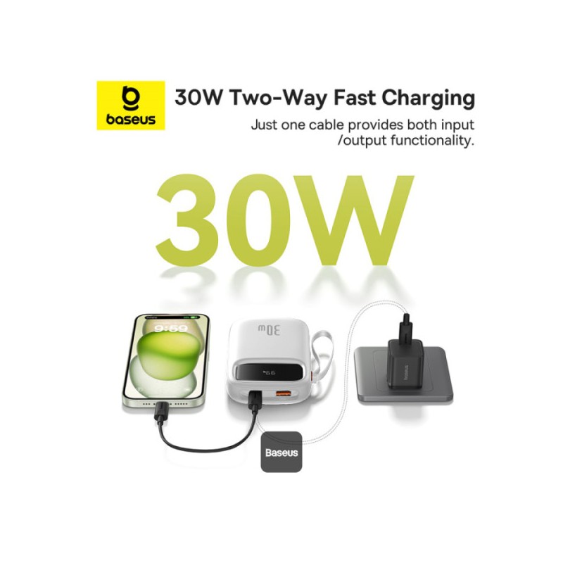 Baseus Powerbank - QPow 2 - 30W 20000mAh Display White — Buy in Cyprus with Fast Delivery