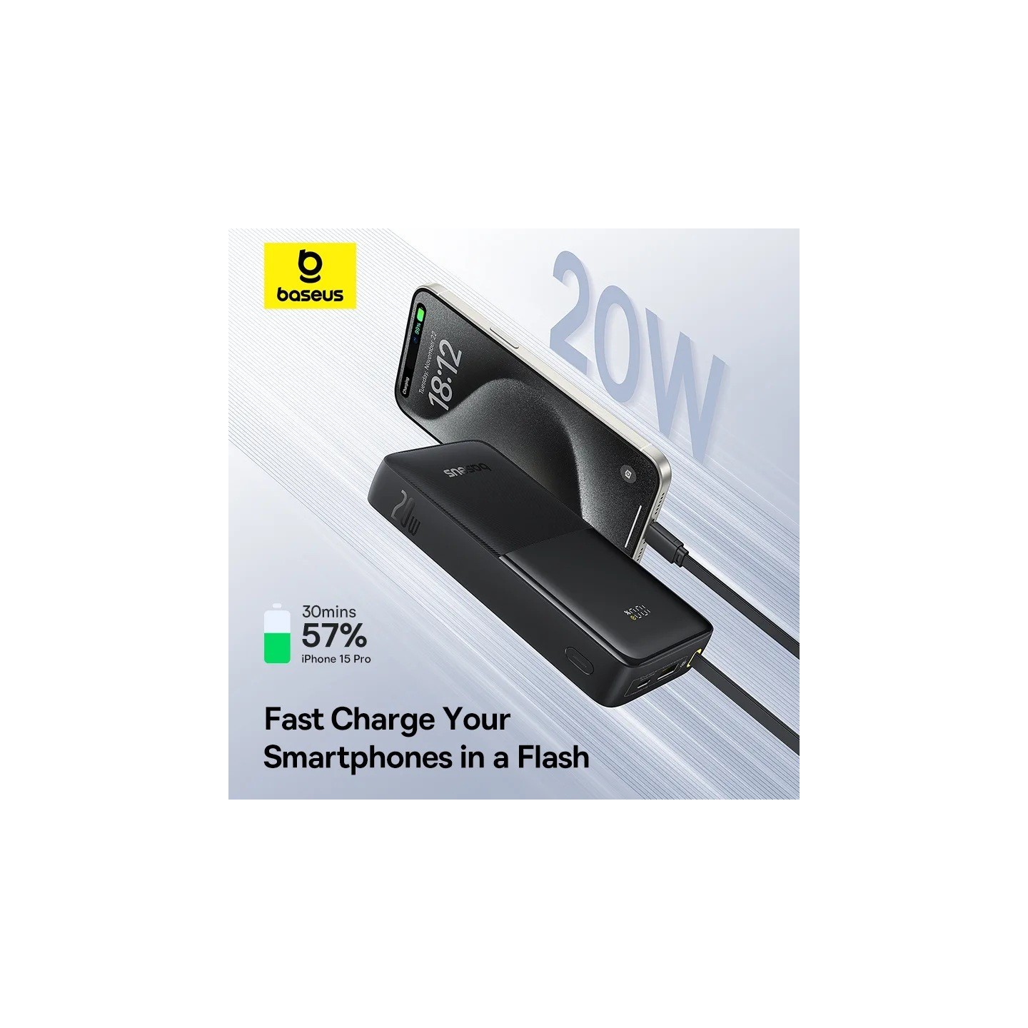 Baseus Powerbank - Bipow 2 - 20W 10000mAh Black — Buy in Cyprus with Fast Delivery