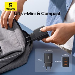 Buy Baseus Charger Wall 30W 2xUSB-A 1xUSB-C Cube EU Black - Characteristics in Cyprus, Nicosia, Limassol, Larnaka, Pafos