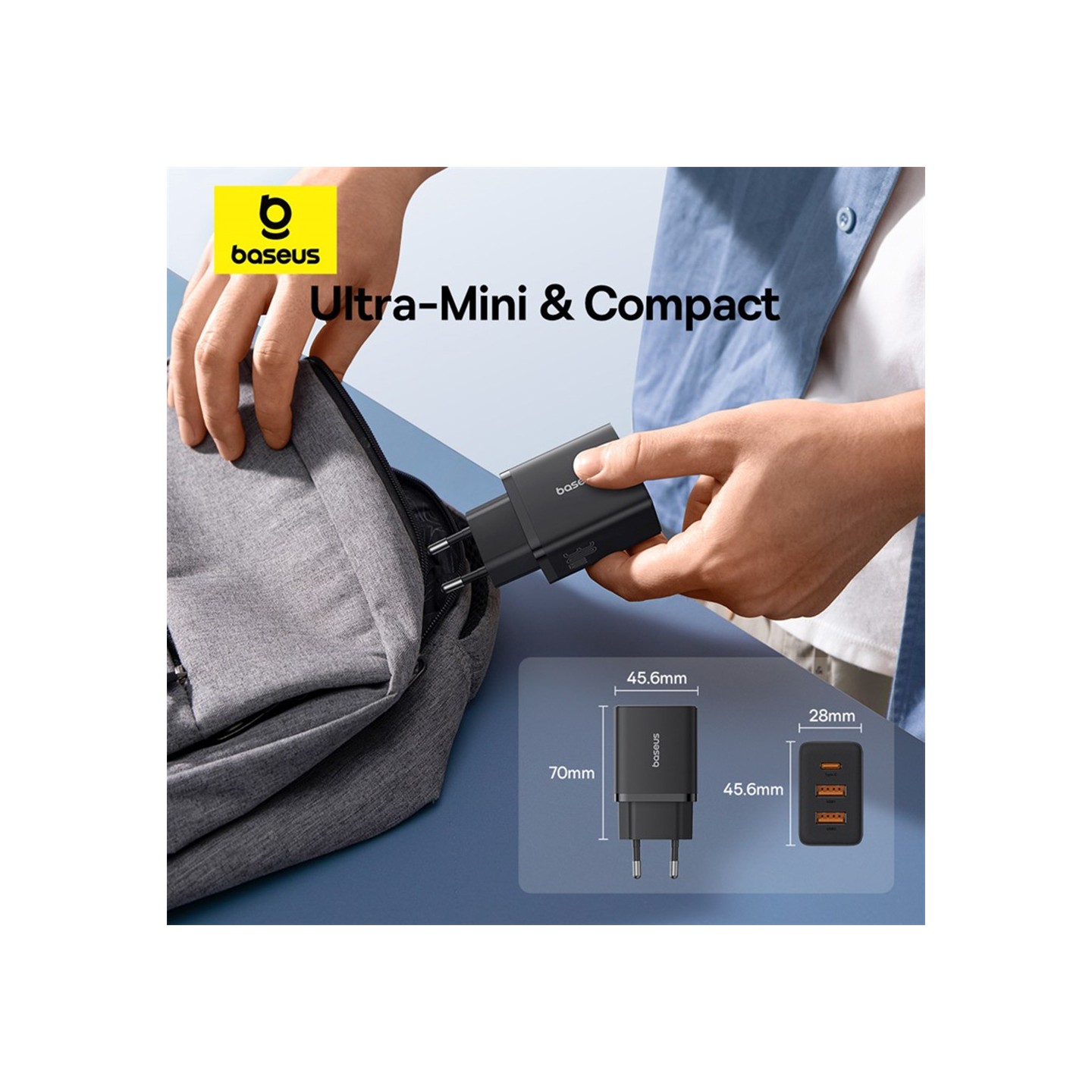 Baseus Charger Wall 30W 2xUSB-A 1xUSB-C Cube EU Black - Characteristics — Buy in Cyprus with Fast Delivery