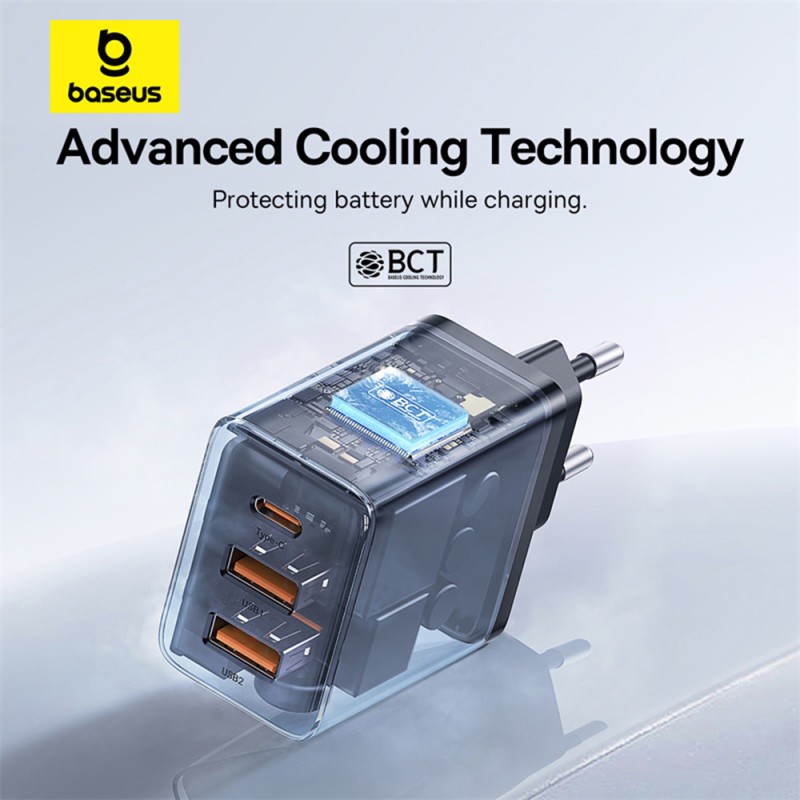 Buy Baseus Charger Wall 30W 2xUSB-A 1xUSB-C Cube EU Black - Characteristics in Cyprus, Nicosia, Limassol, Larnaka, Pafos