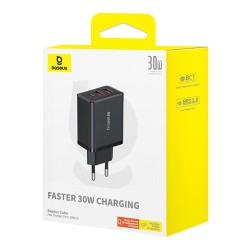 Buy Baseus Charger Wall 30W 2xUSB-A 1xUSB-C Cube EU Black - Characteristics in Cyprus, Nicosia, Limassol, Larnaka, Pafos