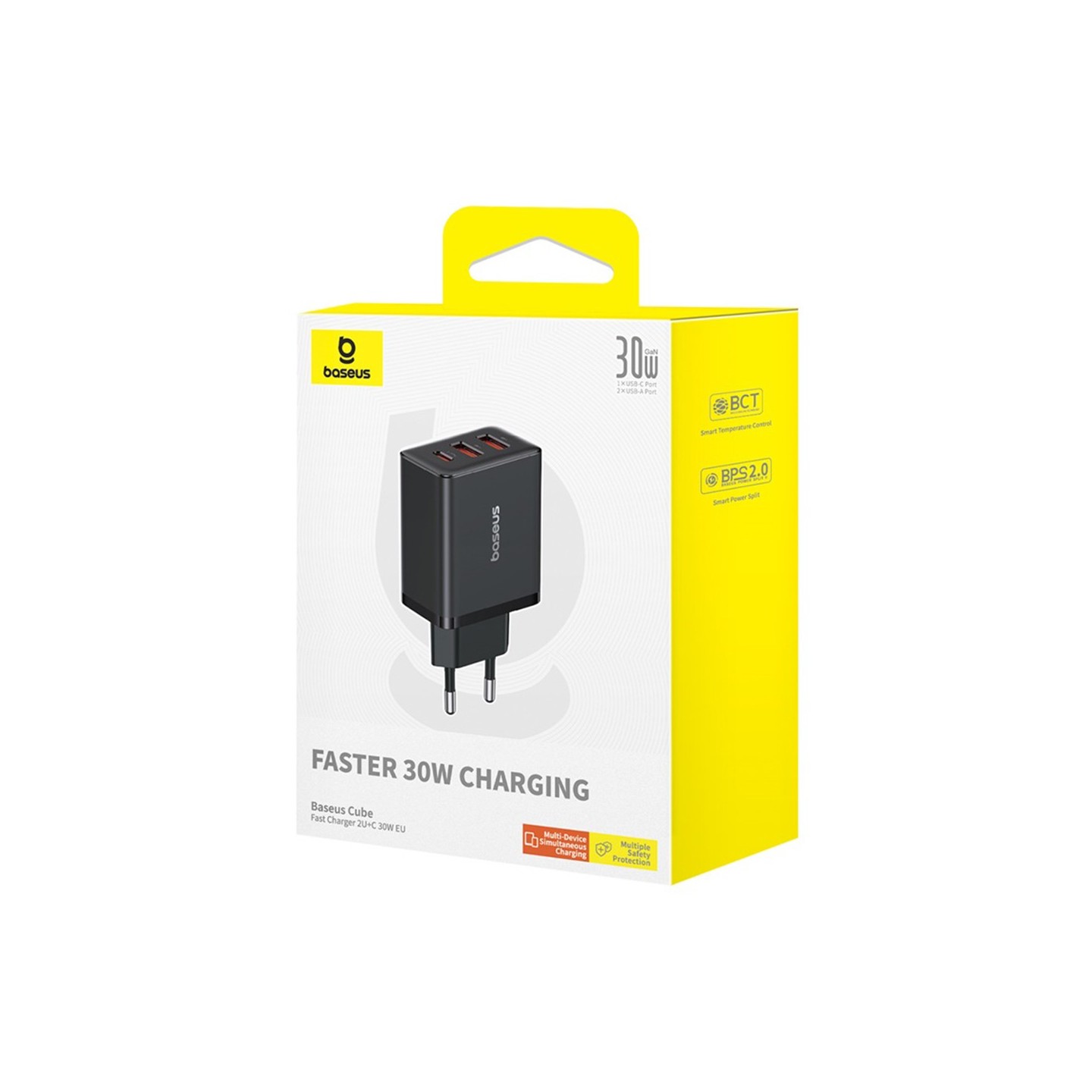 Baseus Charger Wall 30W 2xUSB-A 1xUSB-C Cube EU Black - Characteristics — Buy in Cyprus with Fast Delivery