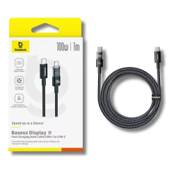 Buy Baseus Cable USB-C to USB-C - Display 2 Series Braided 100W 2.0m Black in Cyprus, Nicosia, Limassol, Larnaka, Pafos