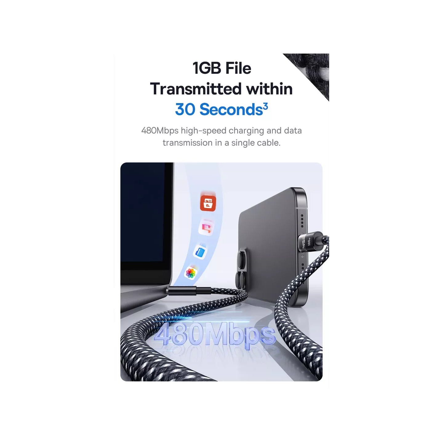 Baseus Display 2 USB-C to USB-C 100W Braided 2m Black (Boxed) — Buy in Cyprus with Fast Delivery