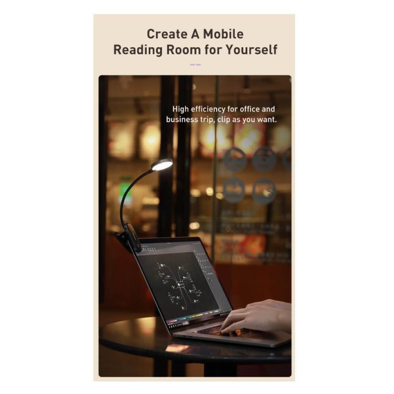 Buy Baseus Reading Mini Clip Lamp - Clip Lamp in Cyprus, Nicosia, Limassol, Larnaka, Pafos