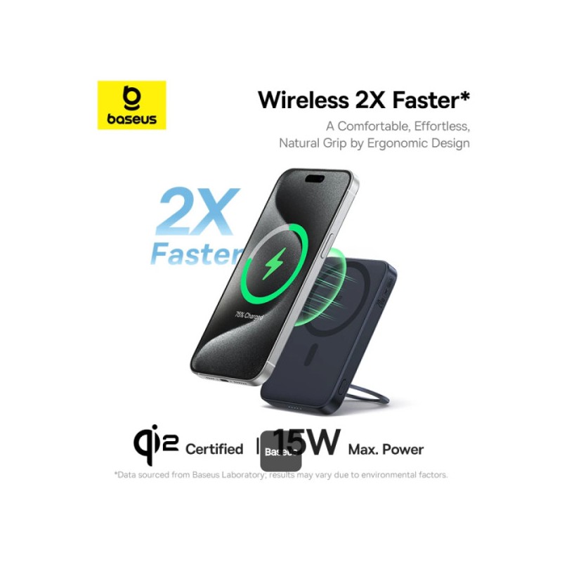 Buy Baseus Powerbank - PicoGo - Wireless 20W 5000mAh 15W Qi2+Stand in Cyprus, Nicosia, Limassol, Larnaka, Pafos