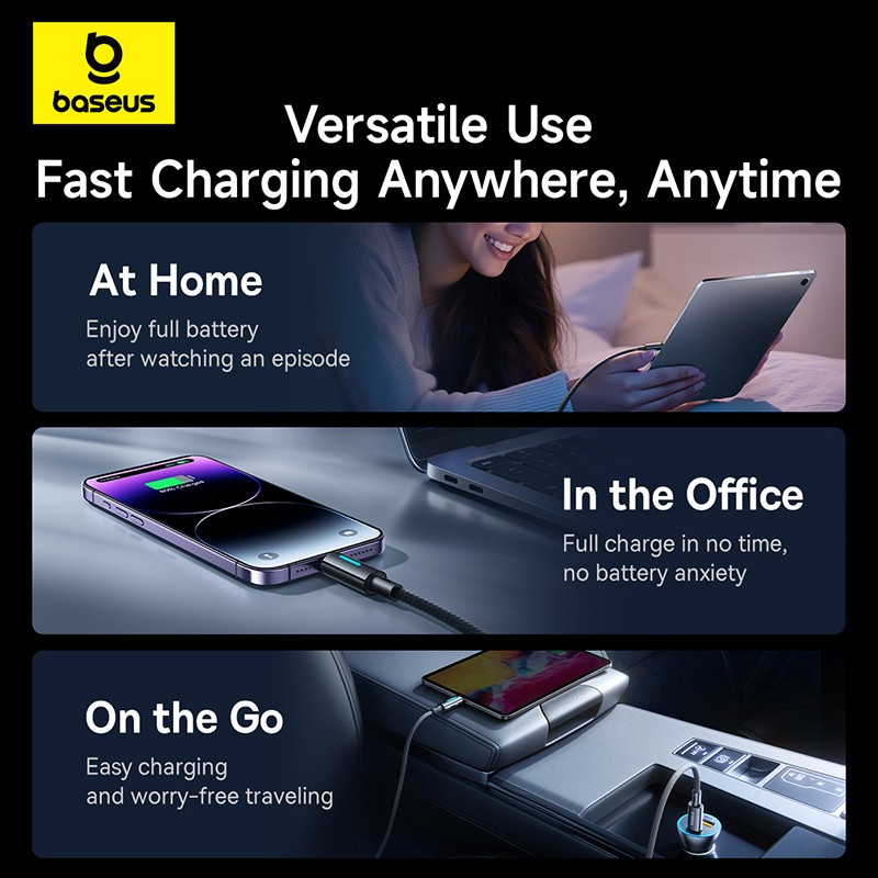 Buy Baseus Cable Lightning to USB-C Lit Button Series - 20W 1m Cosmic Black in Cyprus, Nicosia, Limassol, Larnaka, Pafos