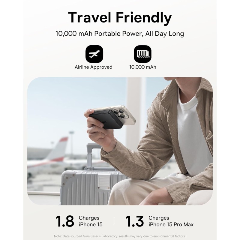 Buy Baseus Powerbank Wireless - 22.5W 10000mAh 15W Qi2 Airpow Black in Cyprus, Nicosia, Limassol, Larnaka, Pafos