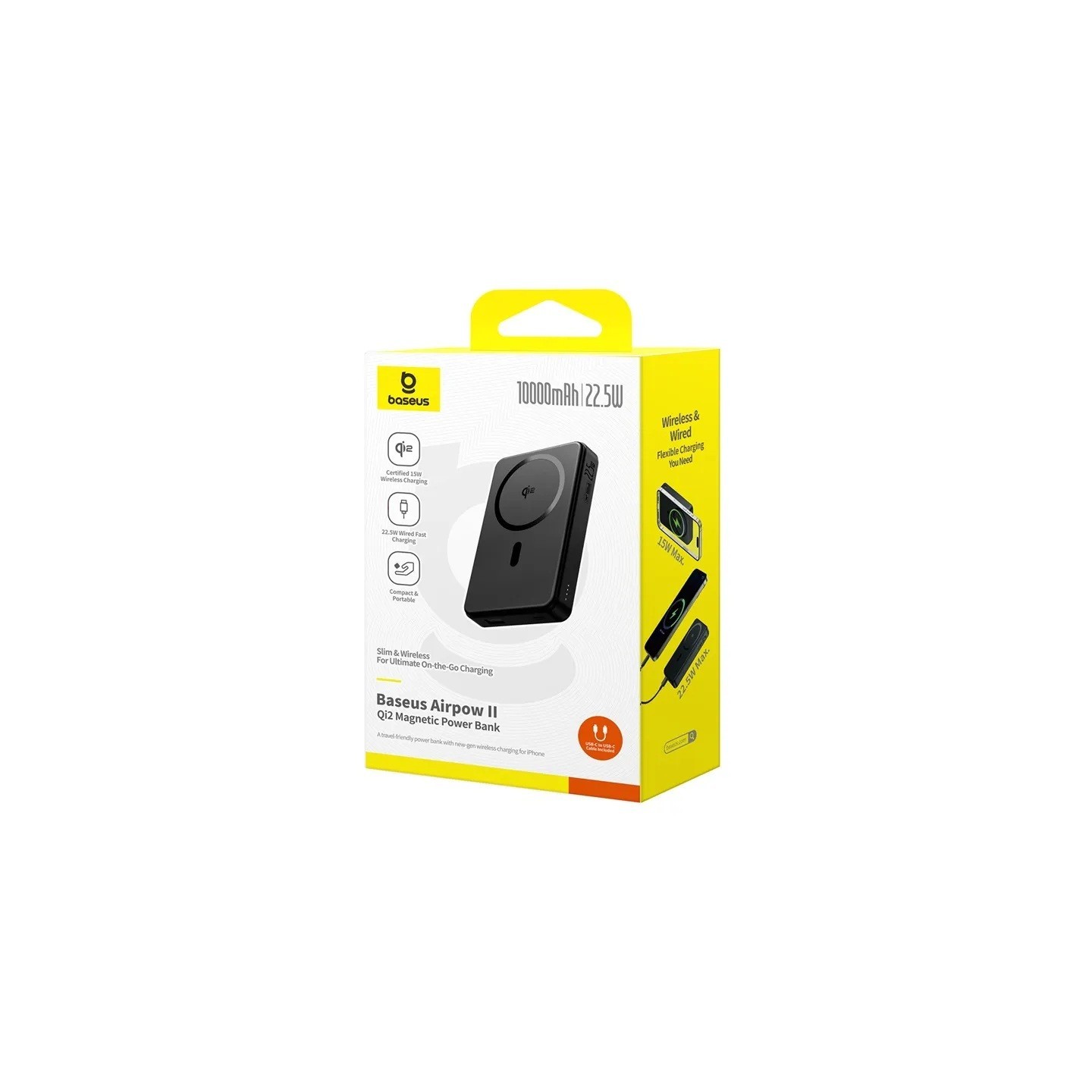 Baseus Powerbank Wireless - 22.5W 10000mAh 15W Qi2 Airpow Black — Buy in Cyprus with Fast Delivery