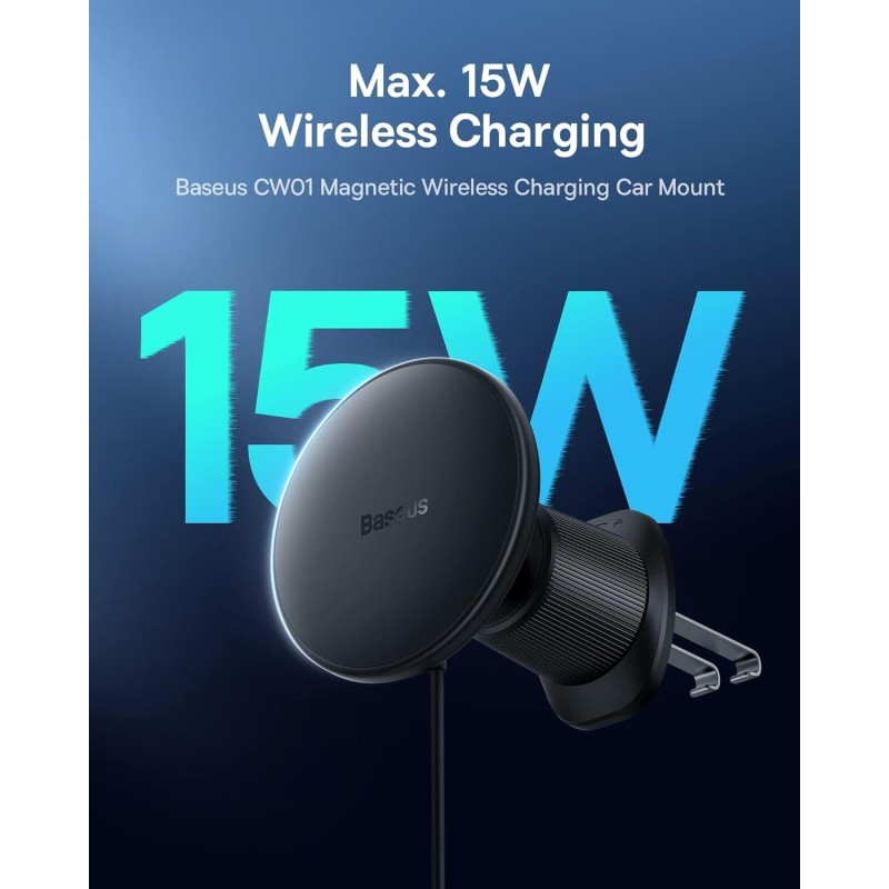 Buy Baseus Wireless AirVent Magnetic Car Charger 15W+25W USB-C - CW01 - Baseus W... in Cyprus, Nicosia, Limassol, Larnaka, Pafos