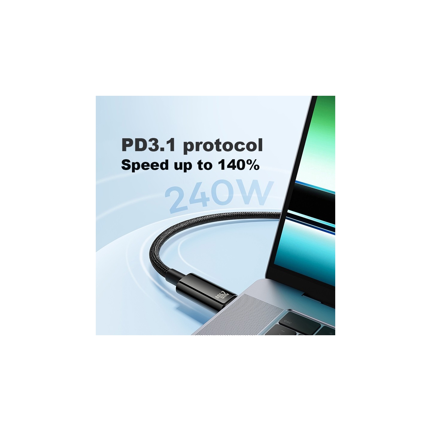 Baseus USB-C to USB-C Tungsten Gold 240W 3m Cable (Retail) — Buy in Cyprus with Fast Delivery