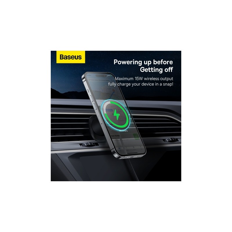 Buy Baseus Wireless AirVent Magnetic Car Charger 15W Black - CW01 - Wireless Air... in Cyprus, Nicosia, Limassol, Larnaka, Pafos