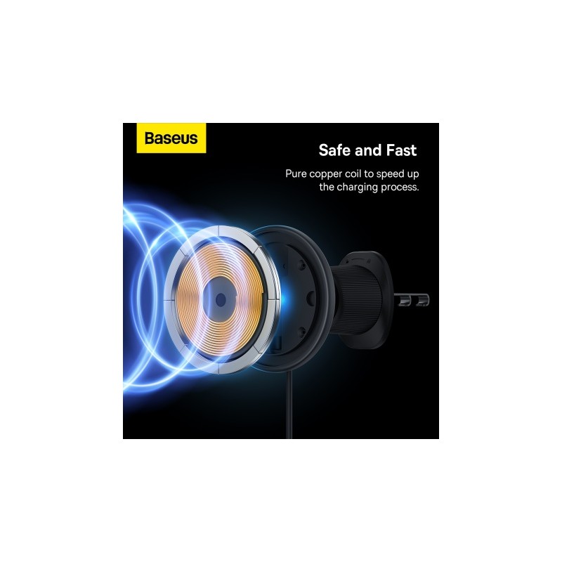Buy Baseus Wireless AirVent Magnetic Car Charger 15W Black - CW01 - Wireless Air... in Cyprus, Nicosia, Limassol, Larnaka, Pafos
