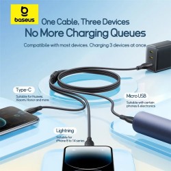 Buy Baseus Cable 3in1 USB-C Micro Ligh Ultra Fast Series - 1.3m - Black in Cyprus, Nicosia, Limassol, Larnaka, Pafos