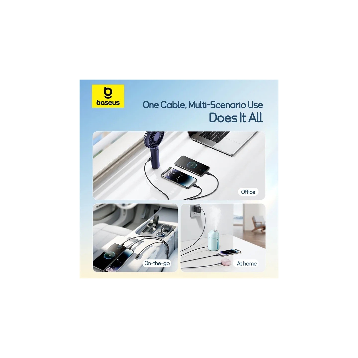 Baseus Cable 3in1 USB-C Micro Ligh Ultra Fast Series - 1.3m - Black — Buy in Cyprus with Fast Delivery