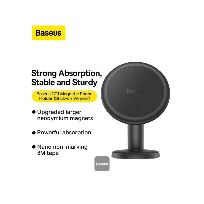Buy Baseus Car Dashboard Magnetic Stick-On Phone Mount Black - C01 - Black in Cyprus, Nicosia, Limassol, Larnaka, Pafos