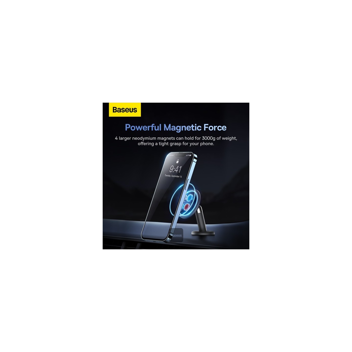 Baseus Car Dashboard Magnetic Stick-On Phone Mount Black - C01 - Black — Buy in Cyprus with Fast Delivery