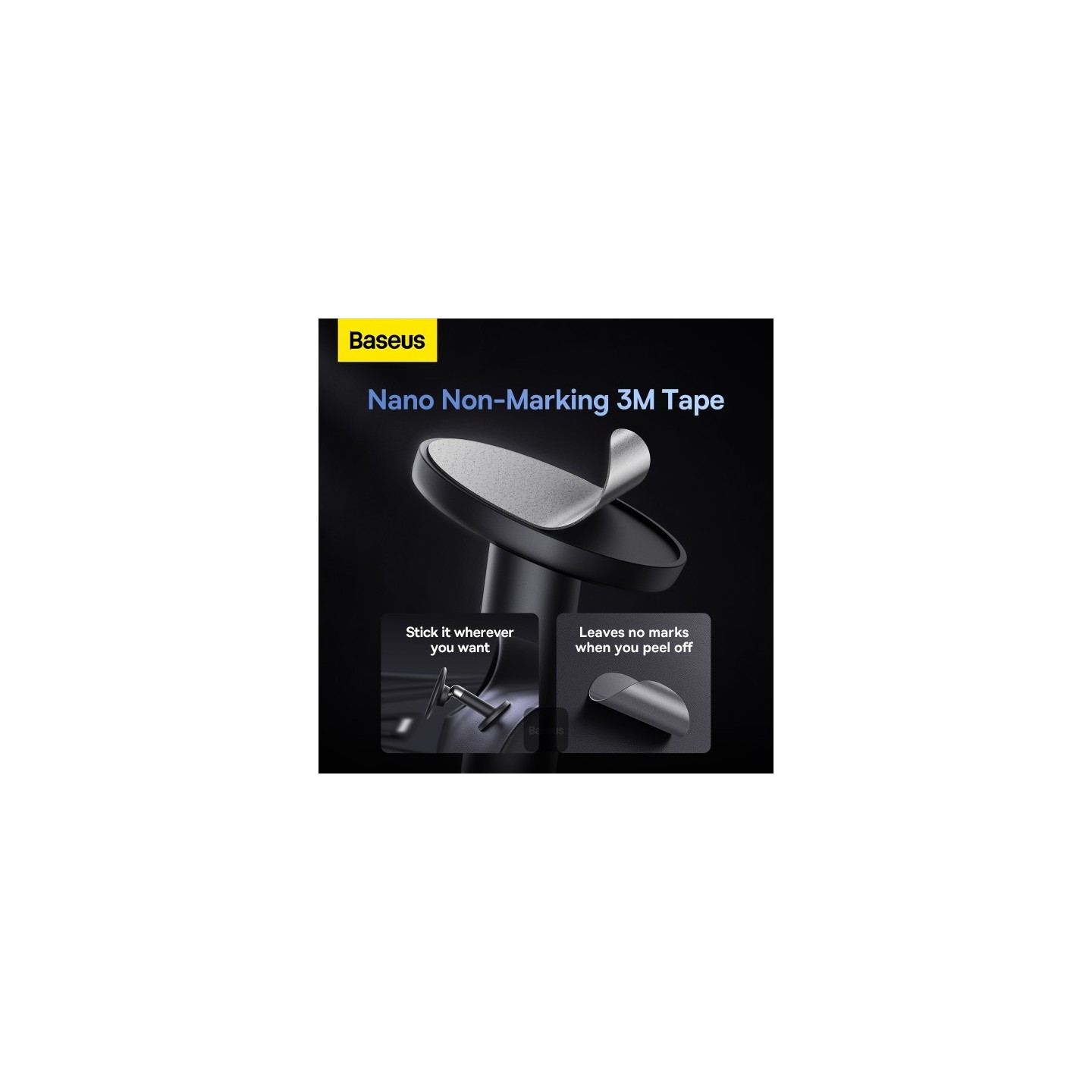 Baseus Car Dashboard Magnetic Stick-On Phone Mount Black - C01 - Black — Buy in Cyprus with Fast Delivery