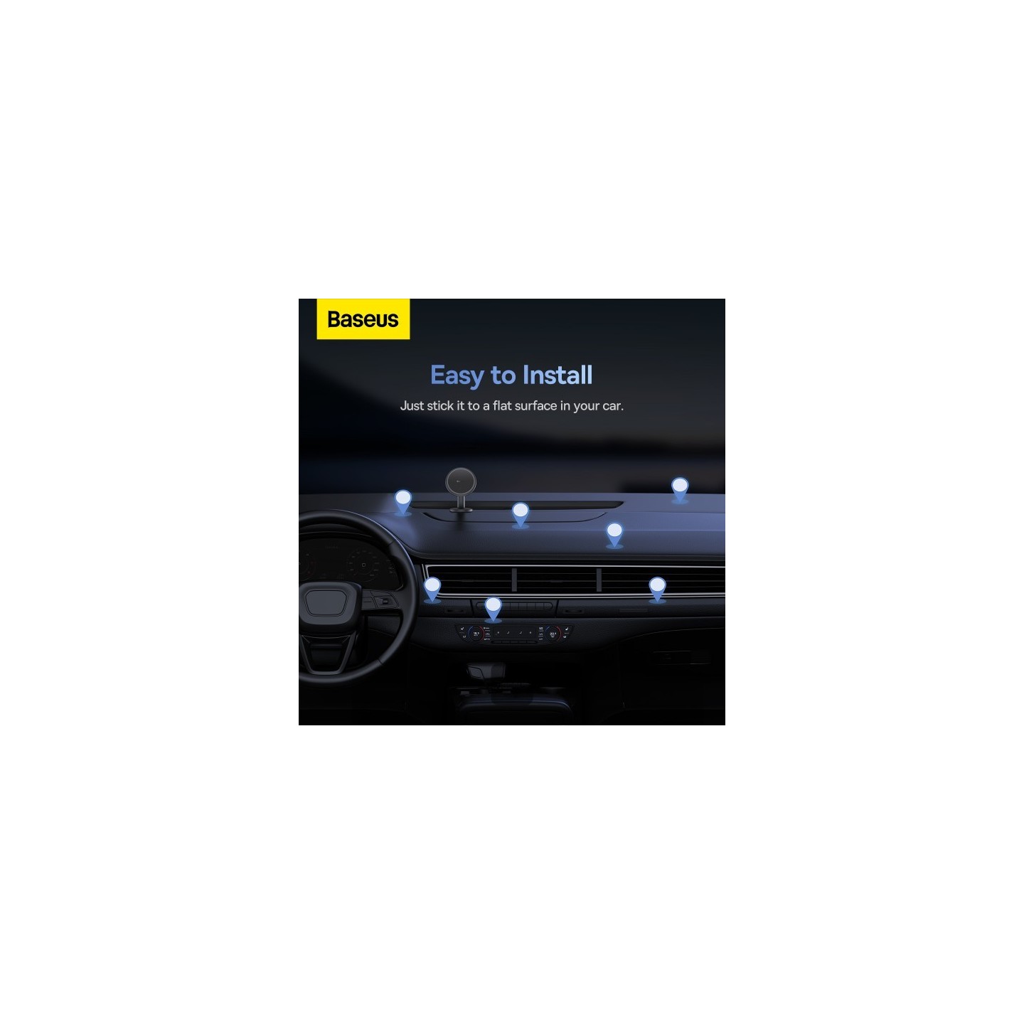 Baseus Car Dashboard Magnetic Stick-On Phone Mount Black - C01 - Black — Buy in Cyprus with Fast Delivery