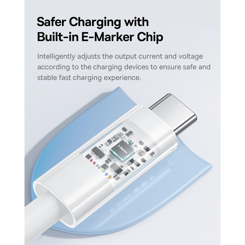 Baseus Gem Series USB-C to USB-C 100W 1.0m White (Boxed) — Buy in Cyprus with Fast Delivery