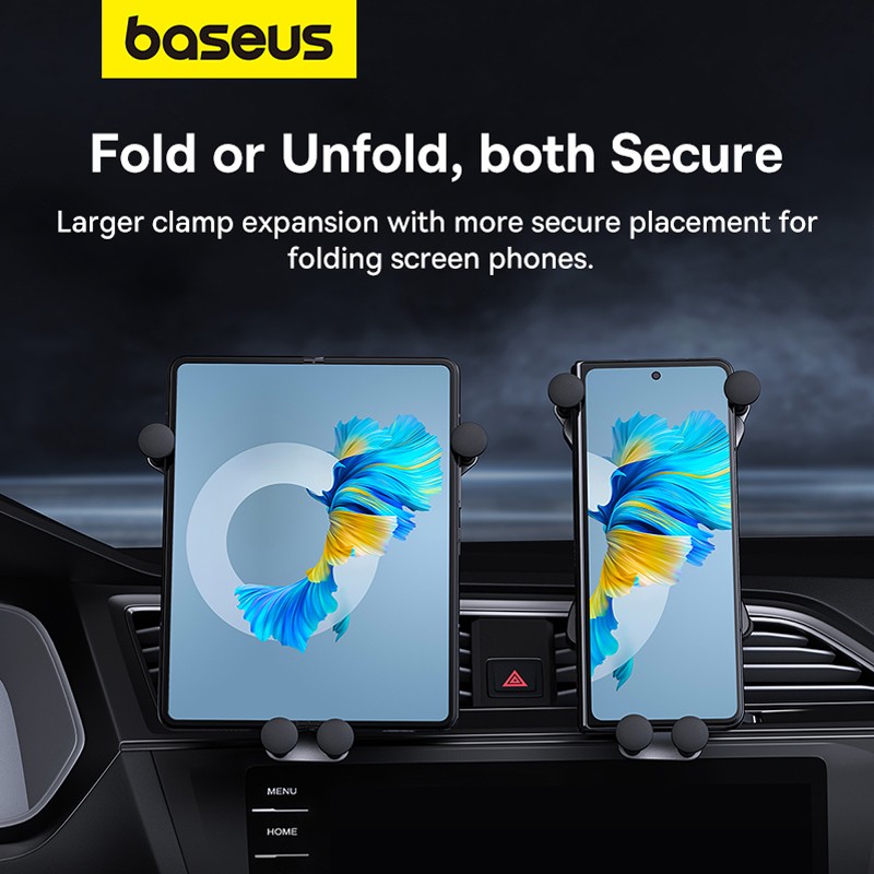 Buy Baseus Car Holder AirVent Ultra Control Mega For Folding Screen Phones Black in Cyprus, Nicosia, Limassol, Larnaka, Pafos