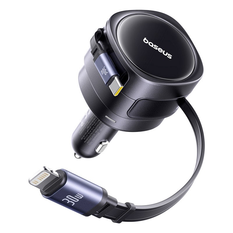 Buy Baseus Car Charger 60W Enjoyment with Retractable Cables (C+C) Black - 60W, ... in Cyprus, Nicosia, Limassol, Larnaka, Pafos