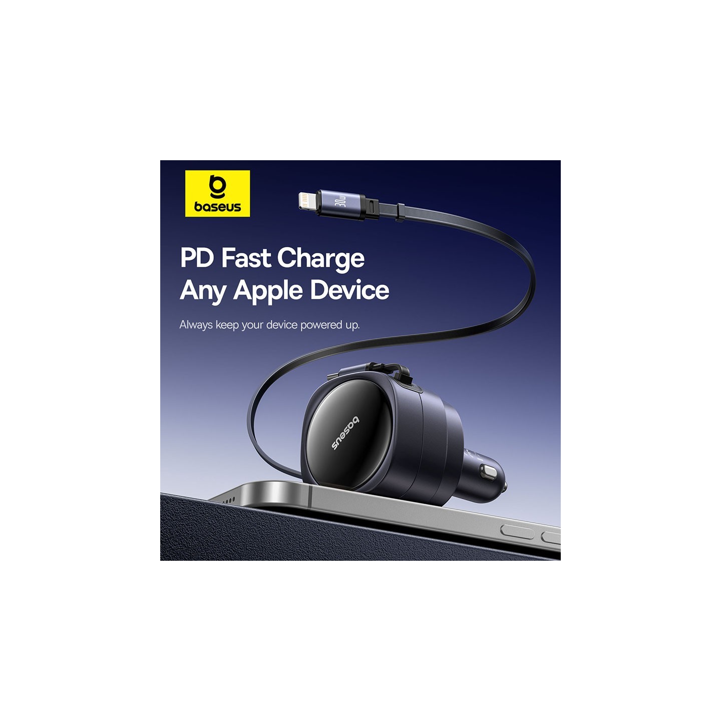 Baseus Car Charger 60W Enjoyment with Retractable Cables (C+C) Black - 60W, Retractable Cables, Black