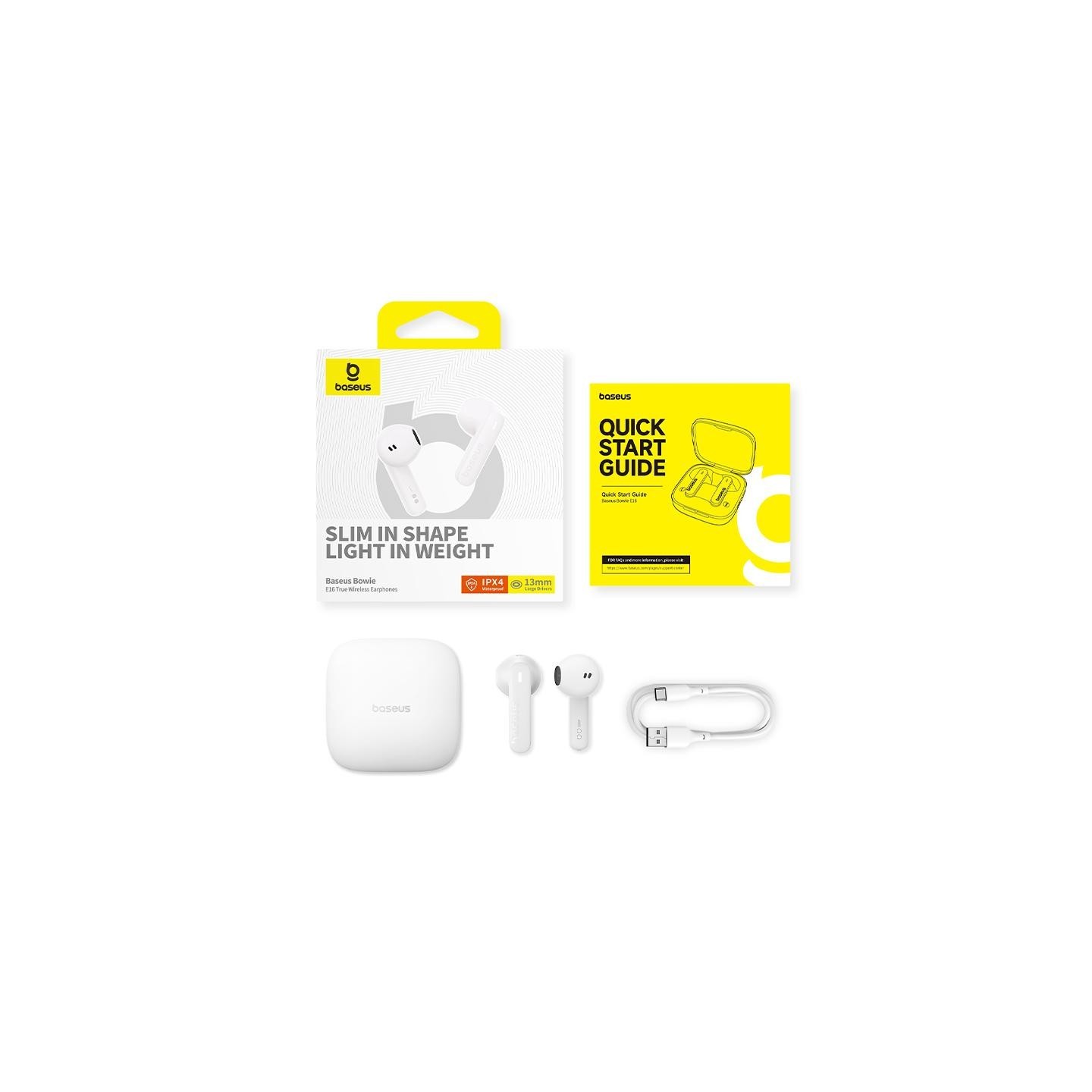 Baseus Headphones - E16 - In Ear TWS Plastic Bowie White — Buy in Cyprus with Fast Delivery