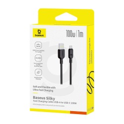 Buy Baseus Cable USB-C to USB-A Silky Series - 2.0m - 100W - Black in Cyprus, Nicosia, Limassol, Larnaka, Pafos