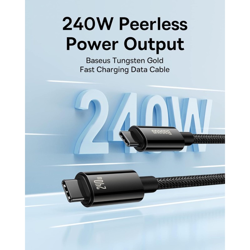 Baseus Tungsten Gold USB-C to USB-C 240W 2.0m Cable (Boxed) — Buy in Cyprus with Fast Delivery