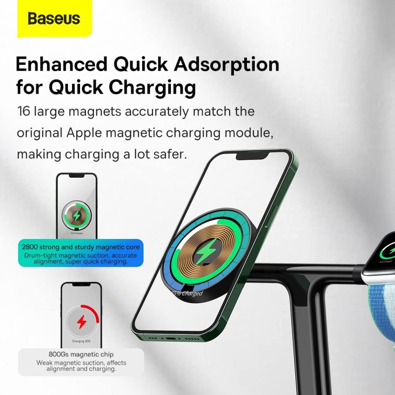 Buy Baseus Charger Desktop Wireless 20W 3-in-1 - SWAN - Black in Cyprus, Nicosia, Limassol, Larnaka, Pafos